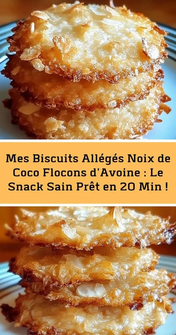 Biscuits allégés noix de coco et flocons d'avoine, recette saine et facile.