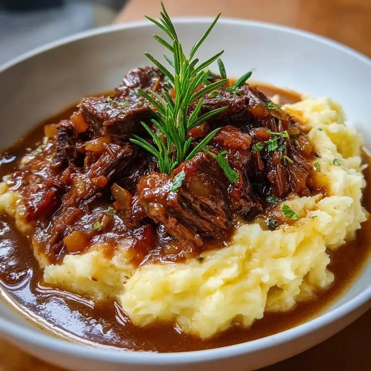 Bœuf Braisé en Sauce avec Purée Maison, un plat mijoté délicieux