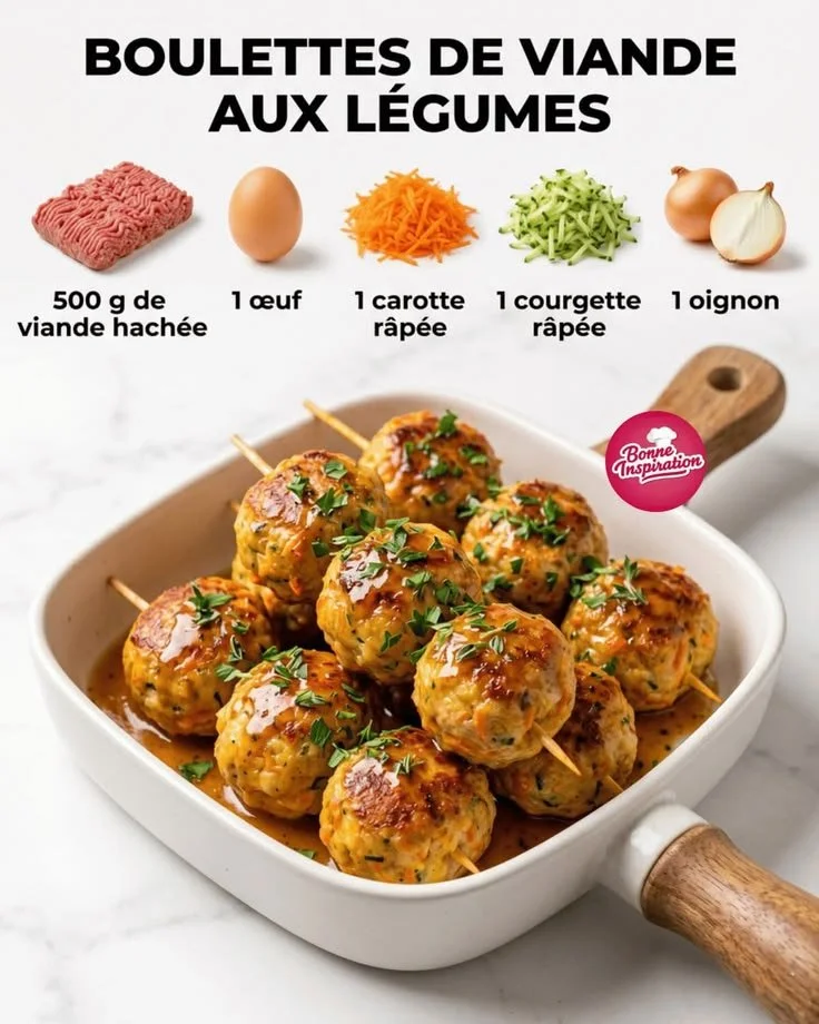 Boulettes de viande aux légumes - plat complet et savoureux pour un repas équilibré.