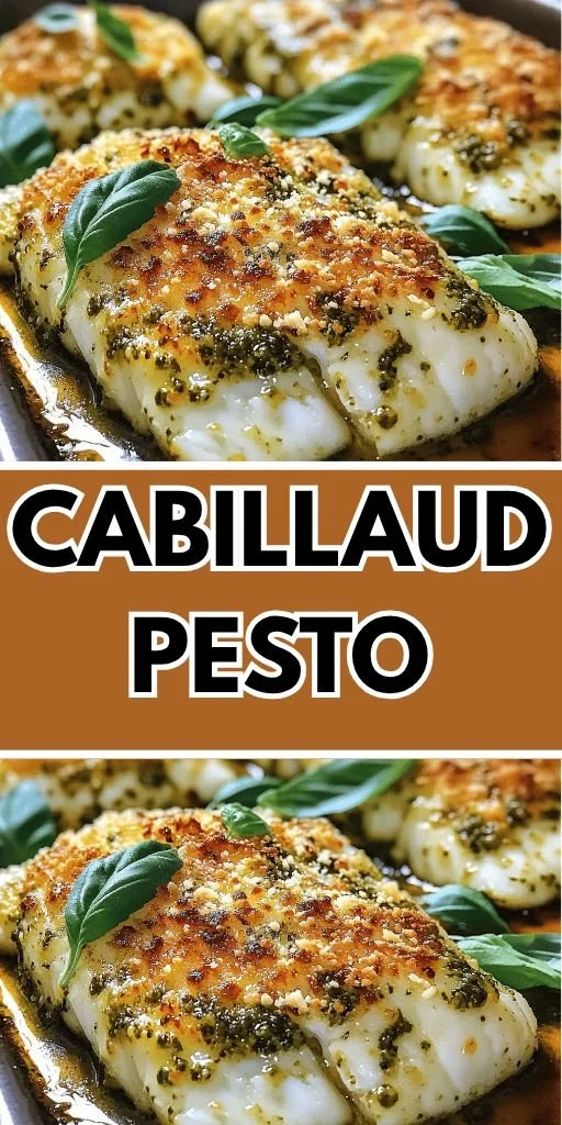 Cabillaud gratiné au pesto et parmesan, un plat délicieux et réconfortant.