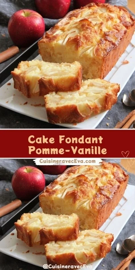 Cake Fondant Pomme-Vanille au goût doux et parfumé, idéal pour les desserts.