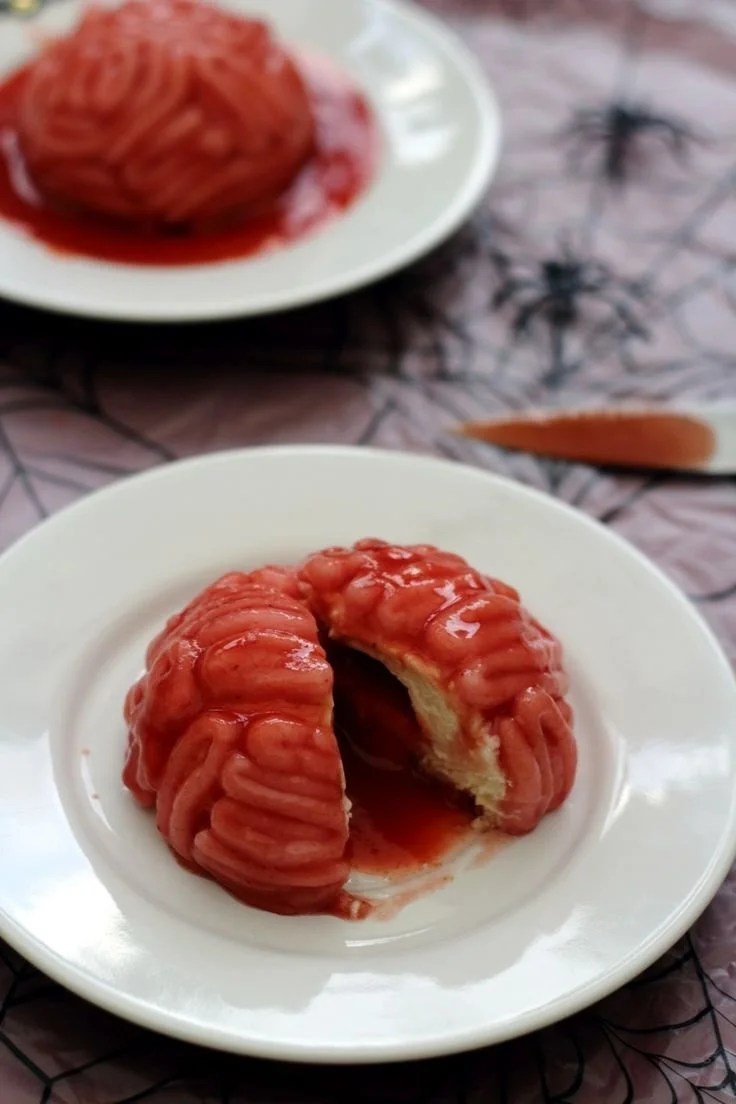 Dessert Cervelle ensanglantée pour Halloween inspirée par Amandine Cooking