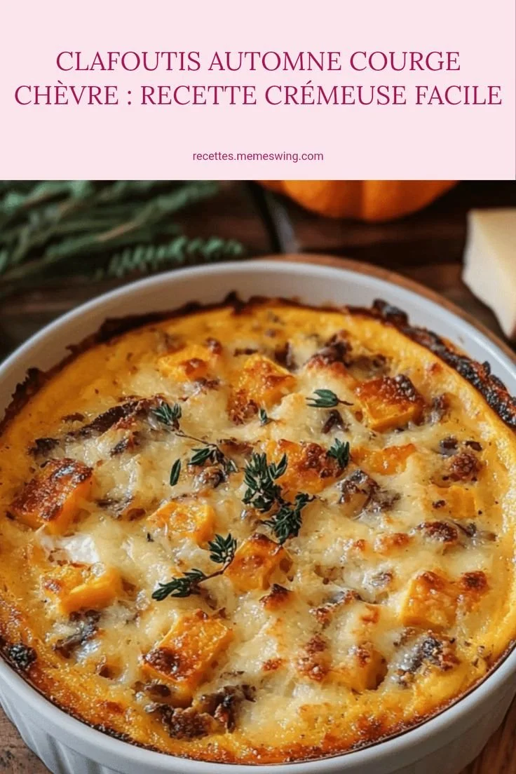 Clafoutis courge chèvre crémeux d'automne, plat savoureux et facile à réaliser.