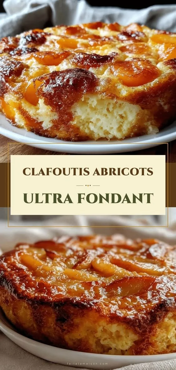 Clafoutis abricots ultra-fondant sans matière grasse ajoutée sur une table