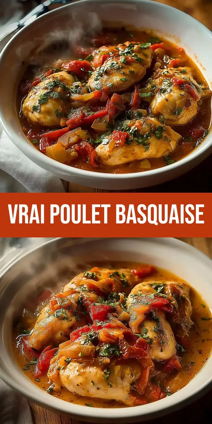 Recette rapide de Poulet Basquaise avec légumes et épices