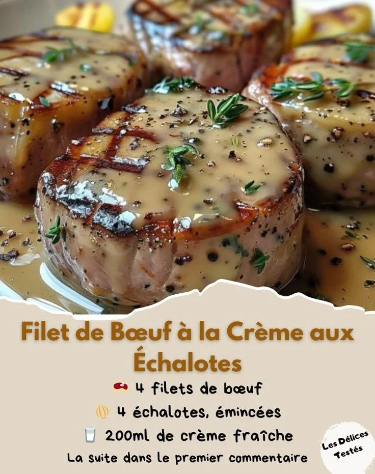 Filet de bœuf à la crème aux échalotes, un plat gourmet élégant