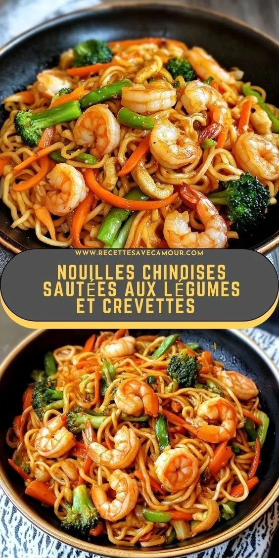 Nouilles sautées aux crevettes et légumes croquants délicieux