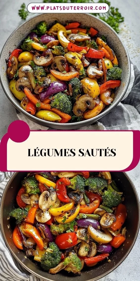 Assiette de légumes sautés colorés et appétissants prêts à déguster.