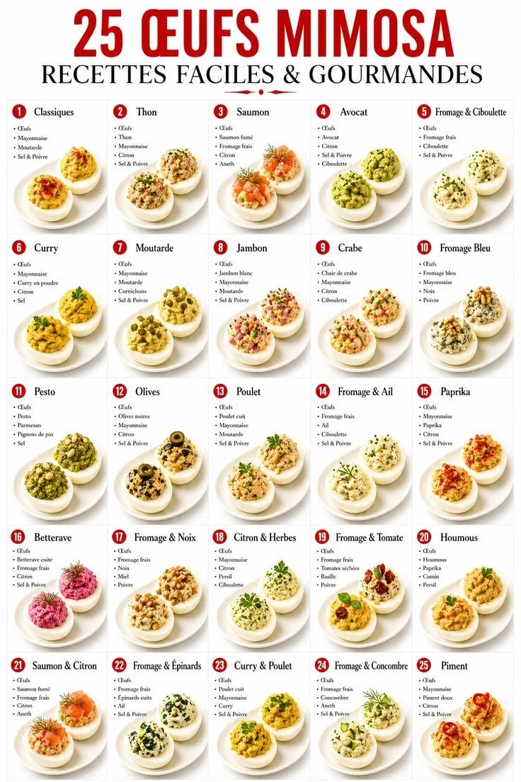 Recette d'Œufs Farcis classiques avec mayonnaise et épices