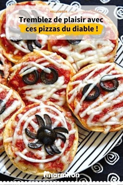 Mini pizzas du diable décorées pour Halloween