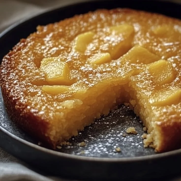 Moelleux à la compote de pomme servi sur une assiette