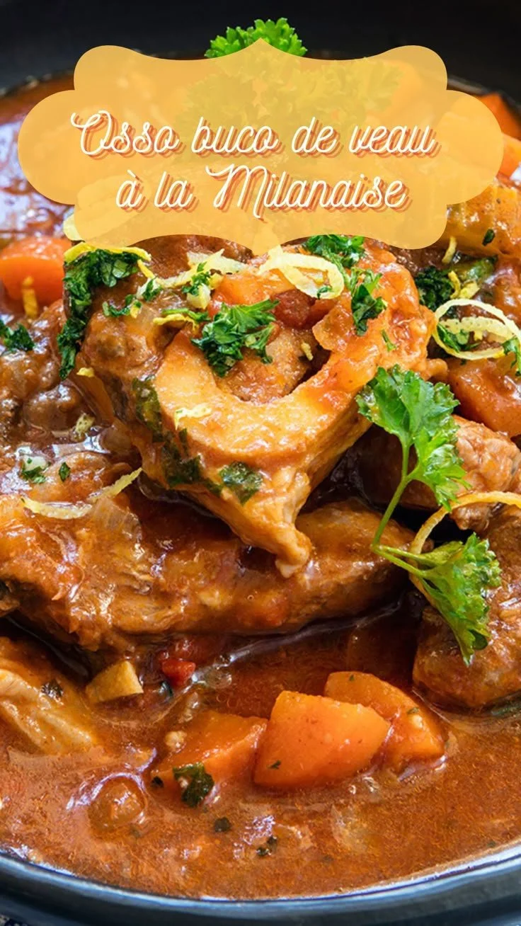 Assiette d'osso buco de veau à la Milanaise servi avec gremolata.