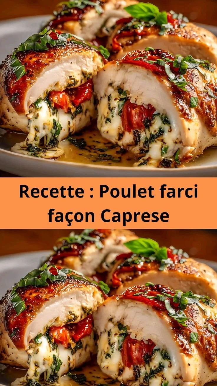 Poulet farci façon Caprese avec mozzarella et tomates