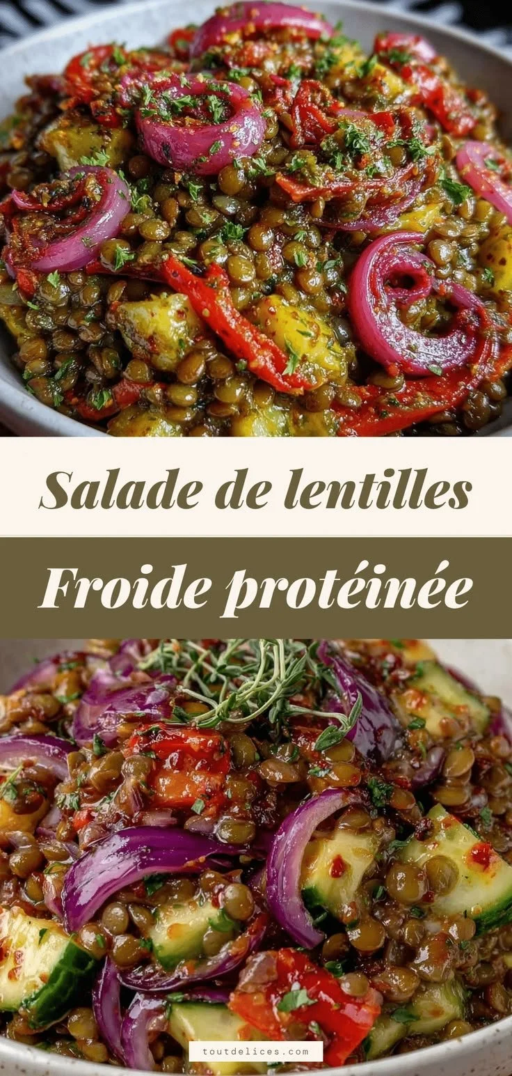 Salade de lentilles froide avec légumes frais