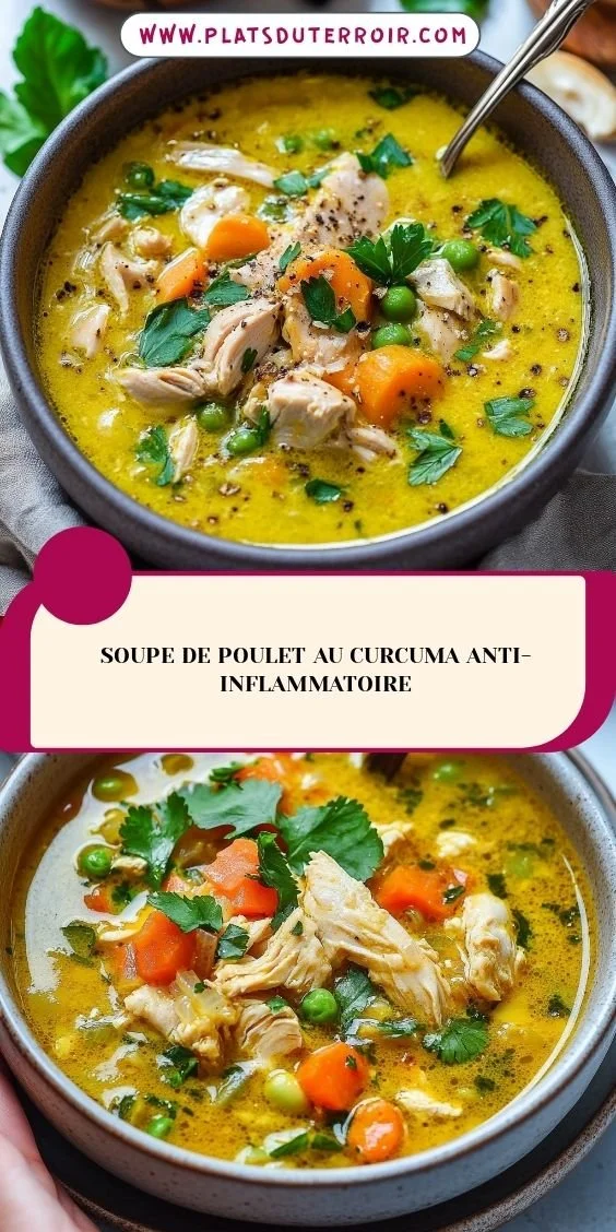 Soupe de poulet au curcuma, plat réconfortant et anti-inflammatoire