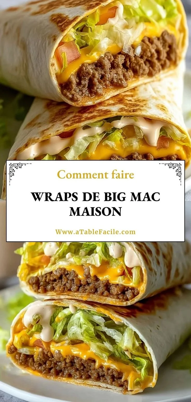 Wraps de Big Mac Maison faits maison avec fromage, viande et sauce spéciale